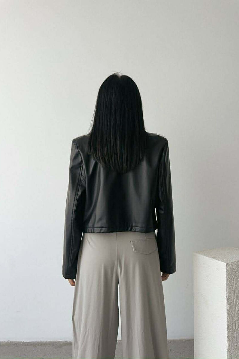 ONE COLOR LEATHER WOMEN JACKET BLACK/ E ZEZE - 5