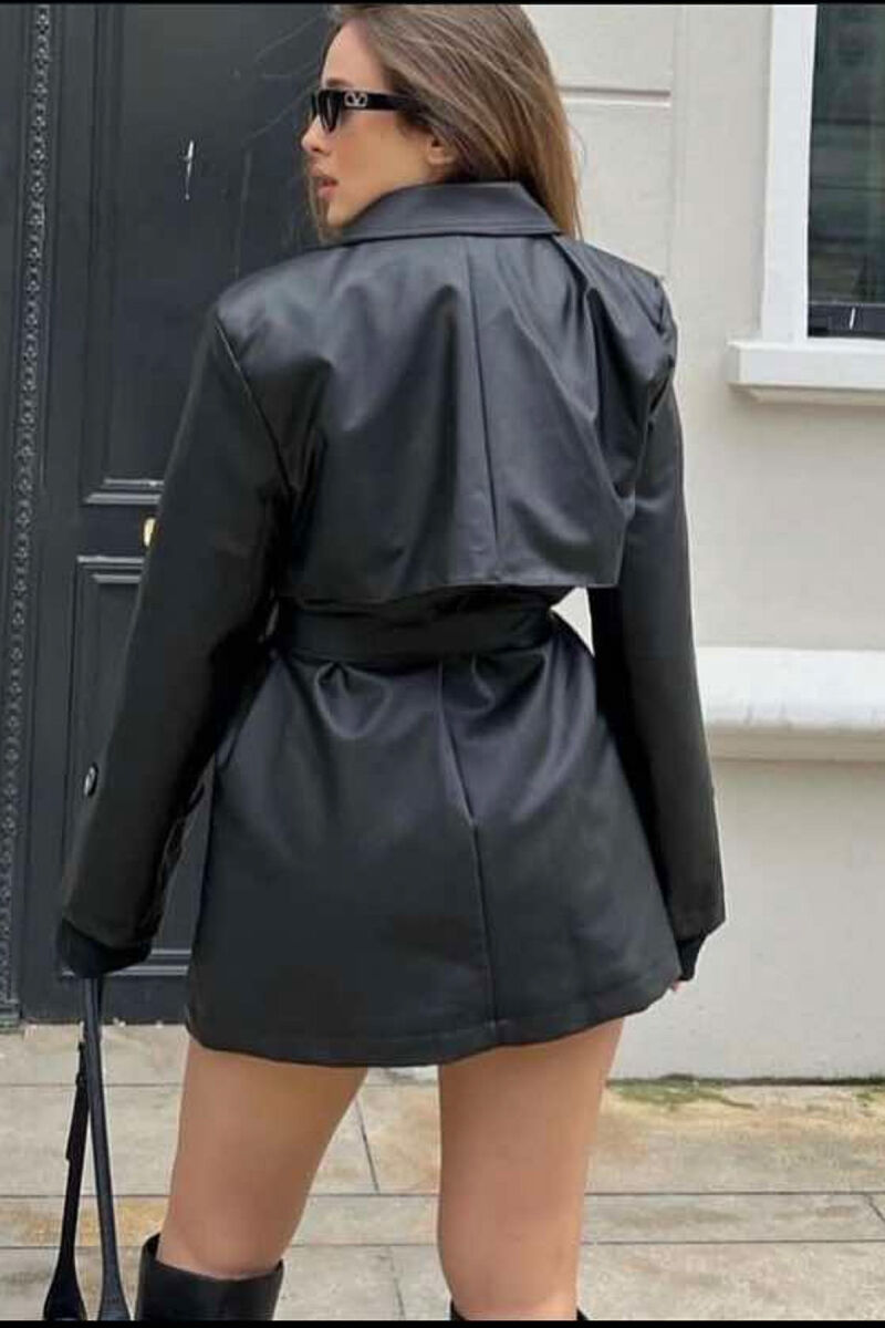 ONE COLOR LEATHER WOMEN JACKET BLACK/ E ZEZE - 2