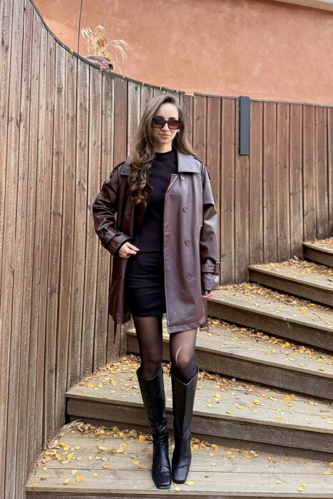 ONE COLOR LEATHER WOMEN JACKET BURGUNDY/VISHNJE 