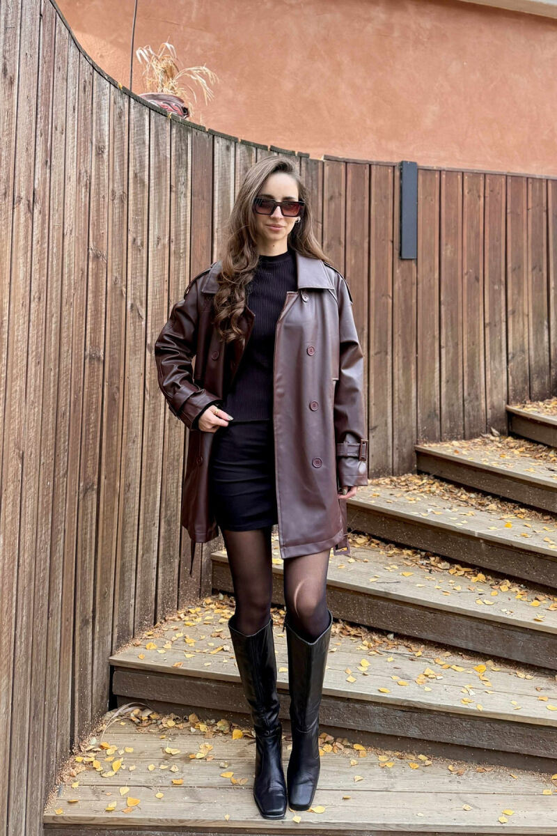 ONE COLOR LEATHER WOMEN JACKET BURGUNDY/VISHNJE - 1