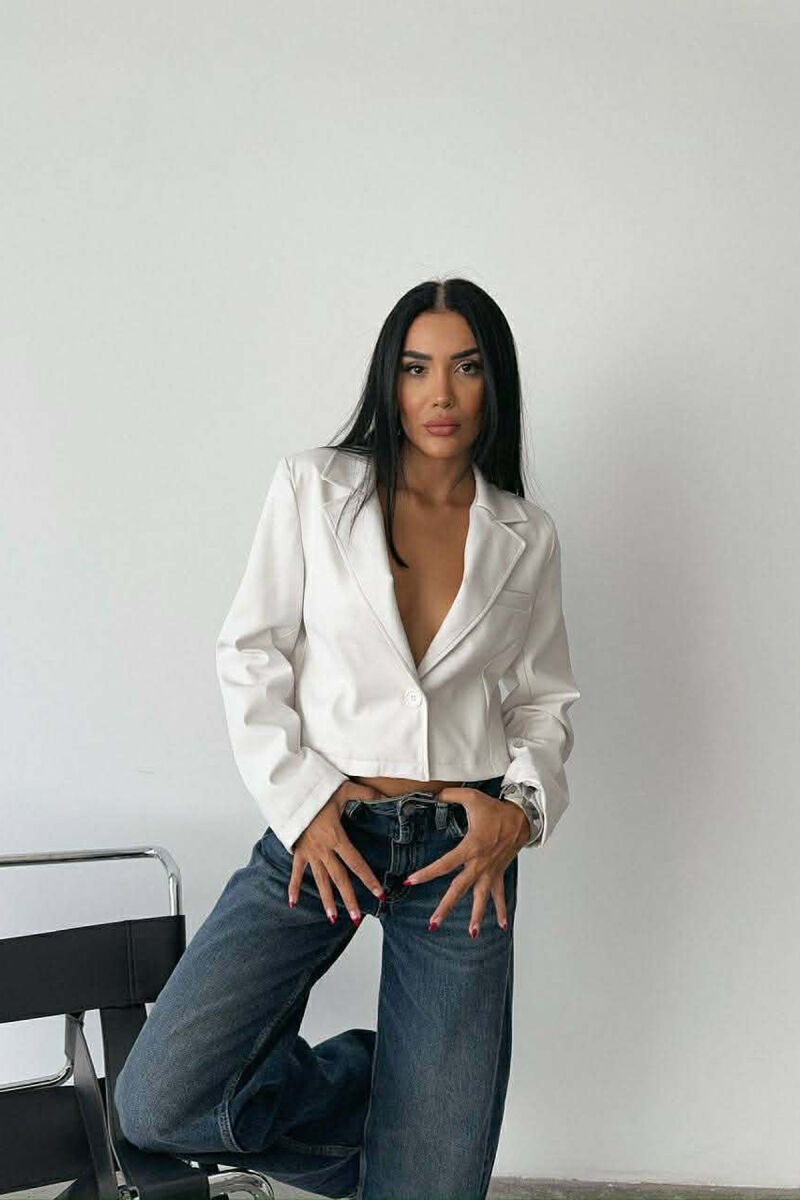 ONE COLOR LEATHER WOMEN JACKET WHITE-E BARDHE - 1