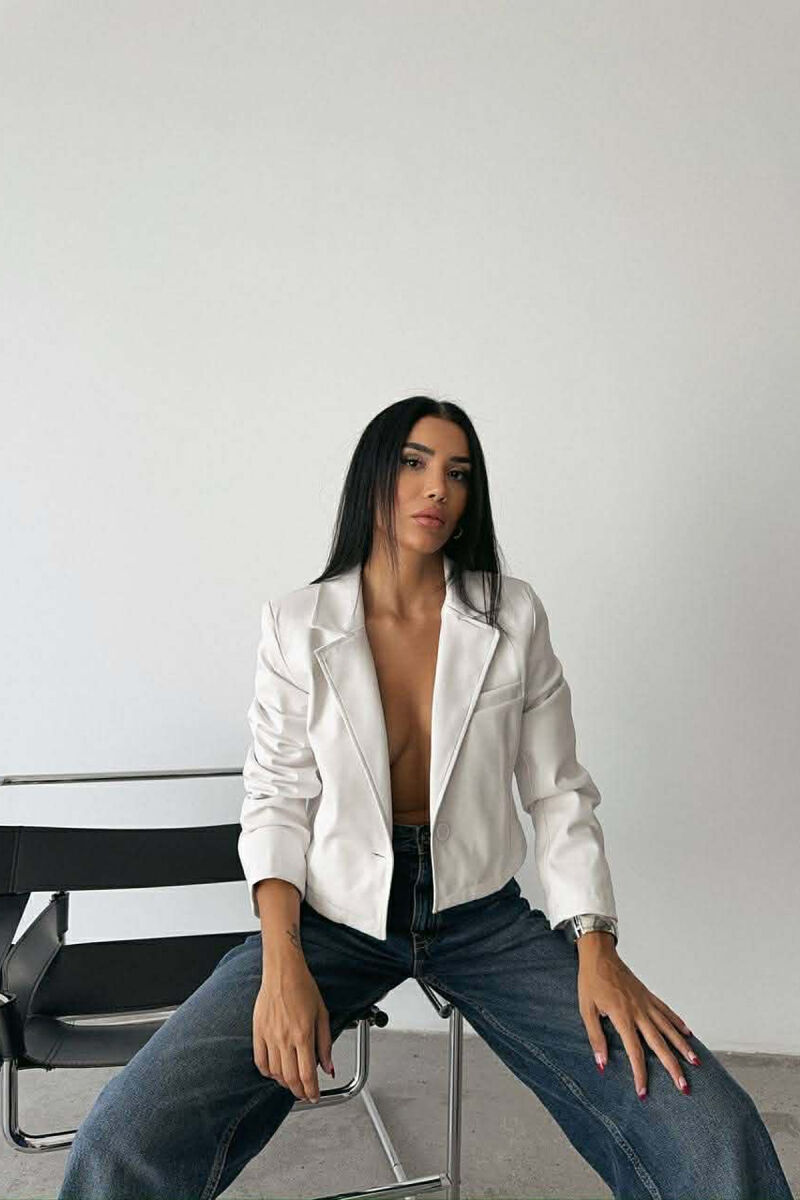 ONE COLOR LEATHER WOMEN JACKET WHITE-E BARDHE - 3