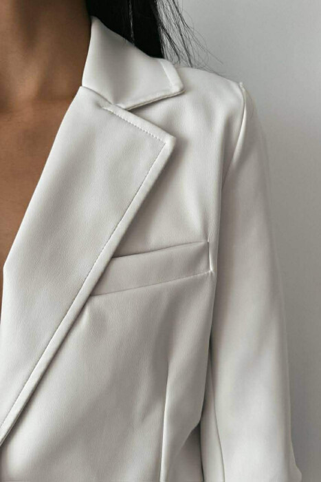 ONE COLOR LEATHER WOMEN JACKET WHITE-E BARDHE - 4