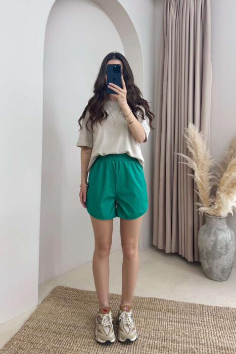 ONE COLOR LEATHER WOMEN SHORT PANTS GREEN/JESHILE 