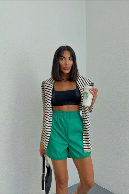 ONE COLOR LEATHER WOMEN SHORT PANTS GREEN/JESHILE 