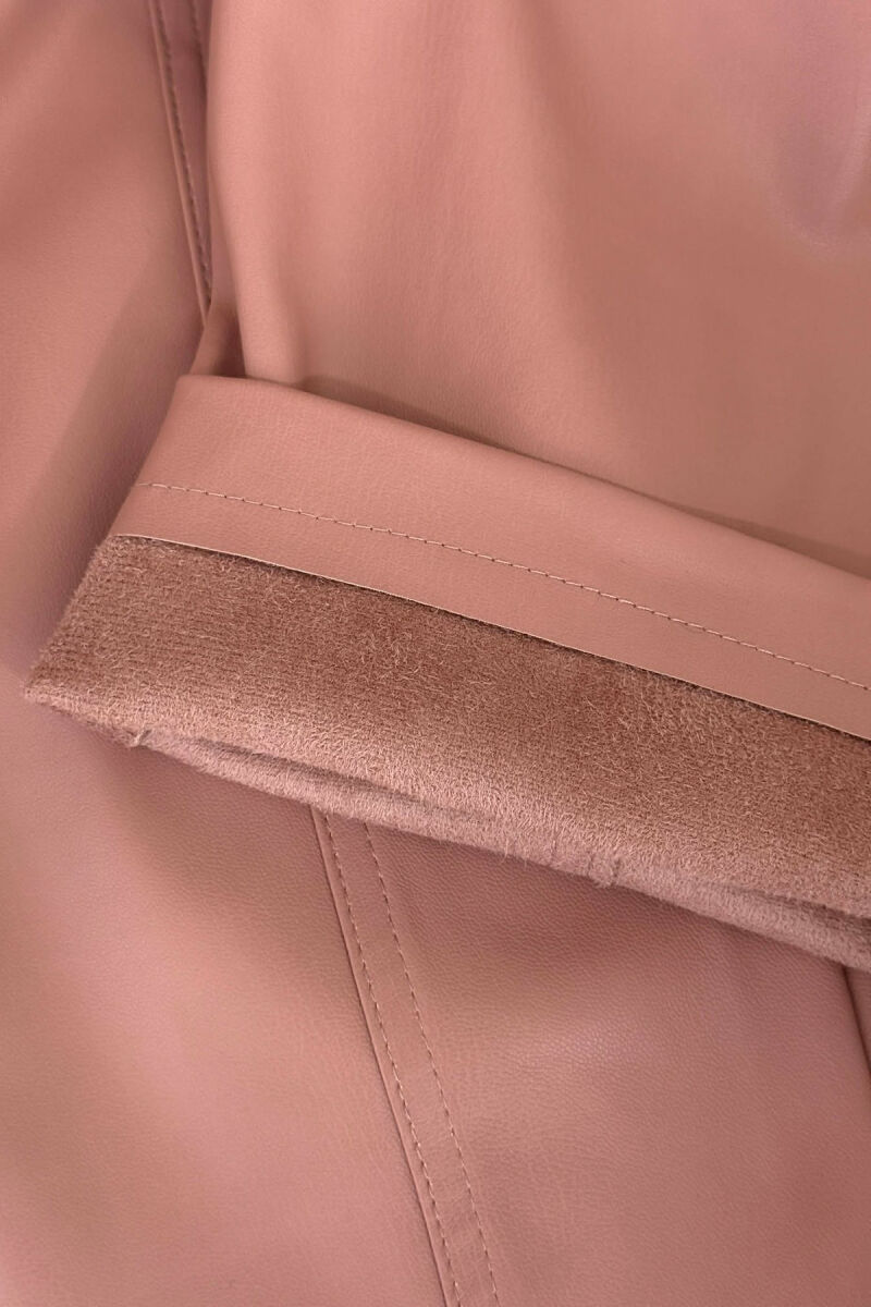 ONE COLOR LEATHER WOMEN TROUSERS POWDER/PUDER - 5