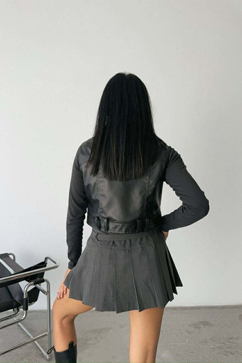 ONE COLOR LEATHER WOMEN VEST BLACK/ E ZEZE - 2