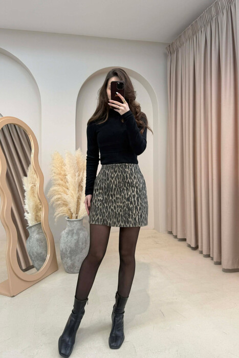 ONE COLOR LEO DESIGN WOMEN SKIRT LEO/LEOPARD - 1