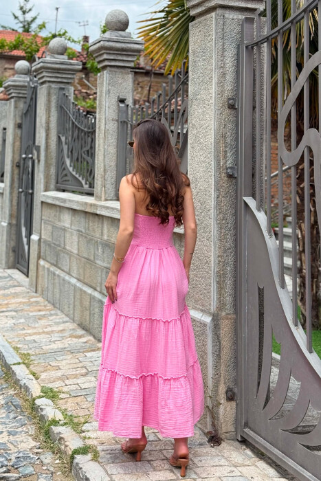 ONE COLOR LINEN BLEND WOMAN DRESS PINK/ROZE - 5