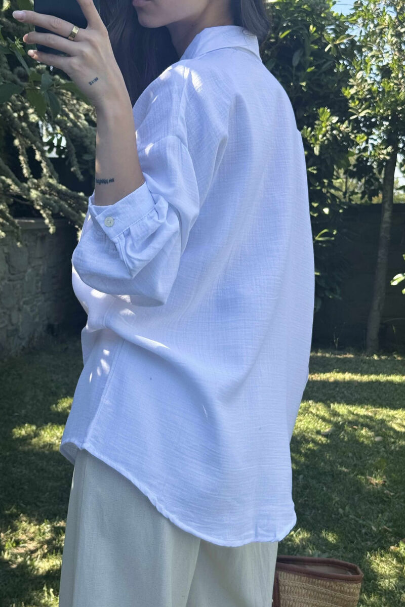 ONE COLOR LINEN BLEND WOMEN SHIRT WHITE-E BARDHE - 4
