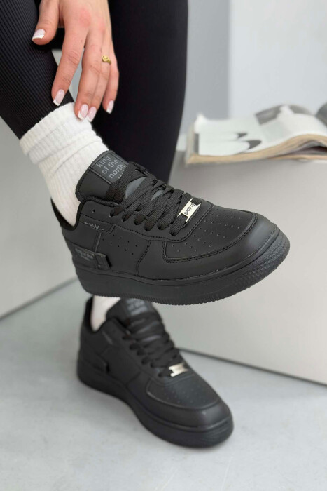 ONE COLOR LITTLE WRITTINGS WOMEN SNEAKERS BLACK/ E ZEZE - 3