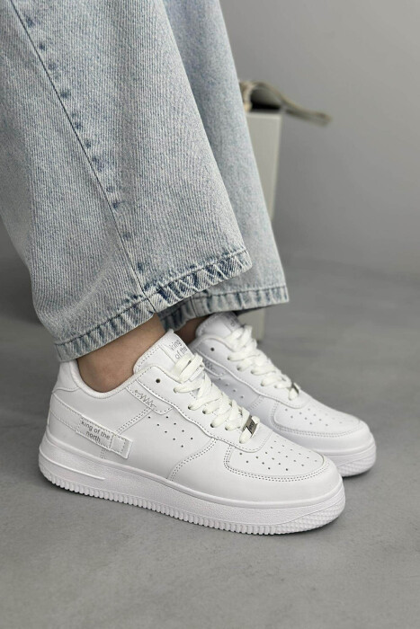 ONE COLOR LITTLE WRITTINGS WOMEN SNEAKERS WHITE/GREY-BAGR - KLAUDIO FASHION