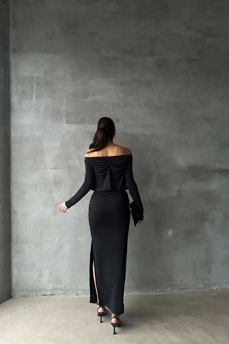 ONE COLOR LONG SIMPLE WOMEN DRESS BLACK/ E ZEZE - 3