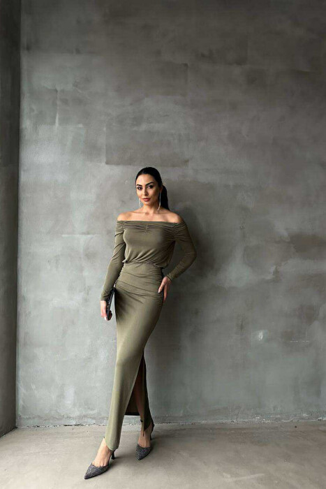 ONE COLOR LONG SIMPLE WOMEN DRESS GREEN/JESHILE 