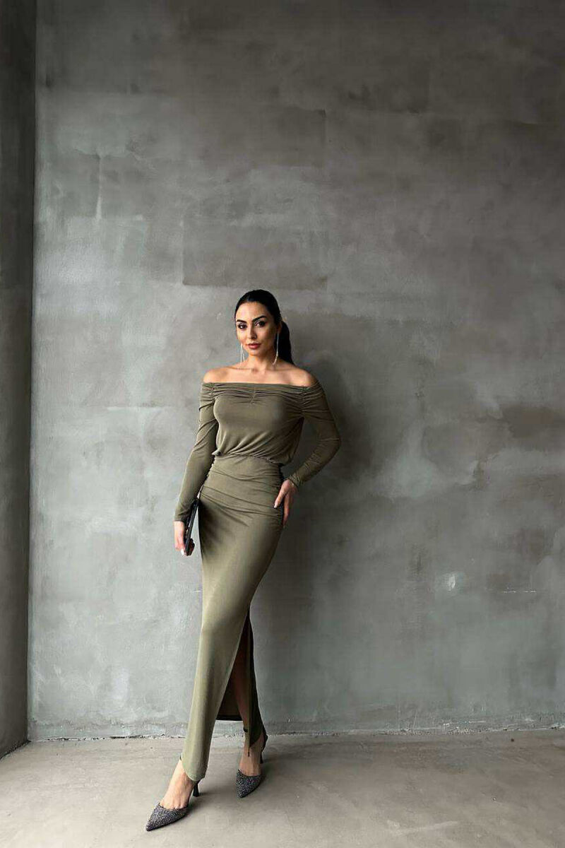 ONE COLOR LONG SIMPLE WOMEN DRESS GREEN/JESHILE - 1