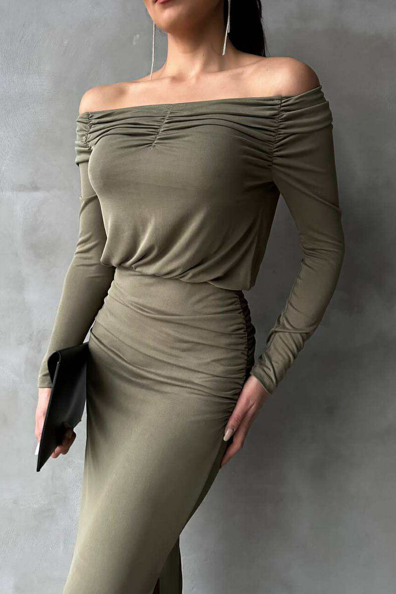 ONE COLOR LONG SIMPLE WOMEN DRESS GREEN/JESHILE - 2