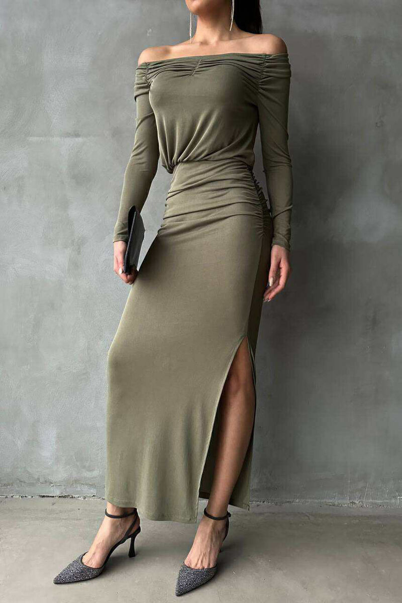 ONE COLOR LONG SIMPLE WOMEN DRESS GREEN/JESHILE - 3