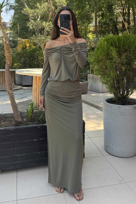 ONE COLOR LONG SIMPLE WOMEN DRESS GREEN/JESHILE - 2