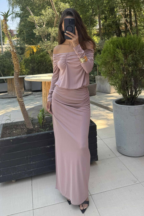 ONE COLOR LONG SIMPLE WOMEN DRESS VINEGAR/UTHULL 