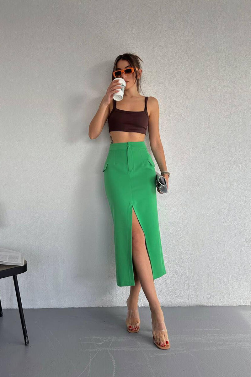 ONE COLOR LONG SKIRT GREEN/JESHILE - 2