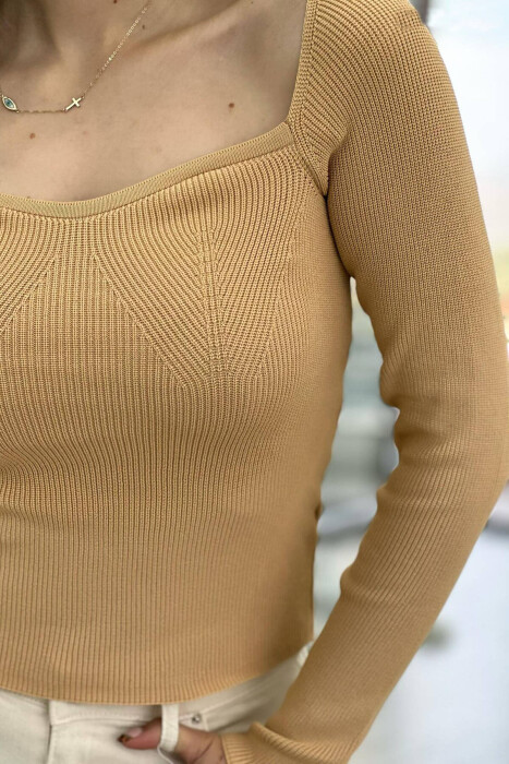 ONE COLOR LONG SLEEVE WOMAN TOP BEIGE/BEZHE - 2