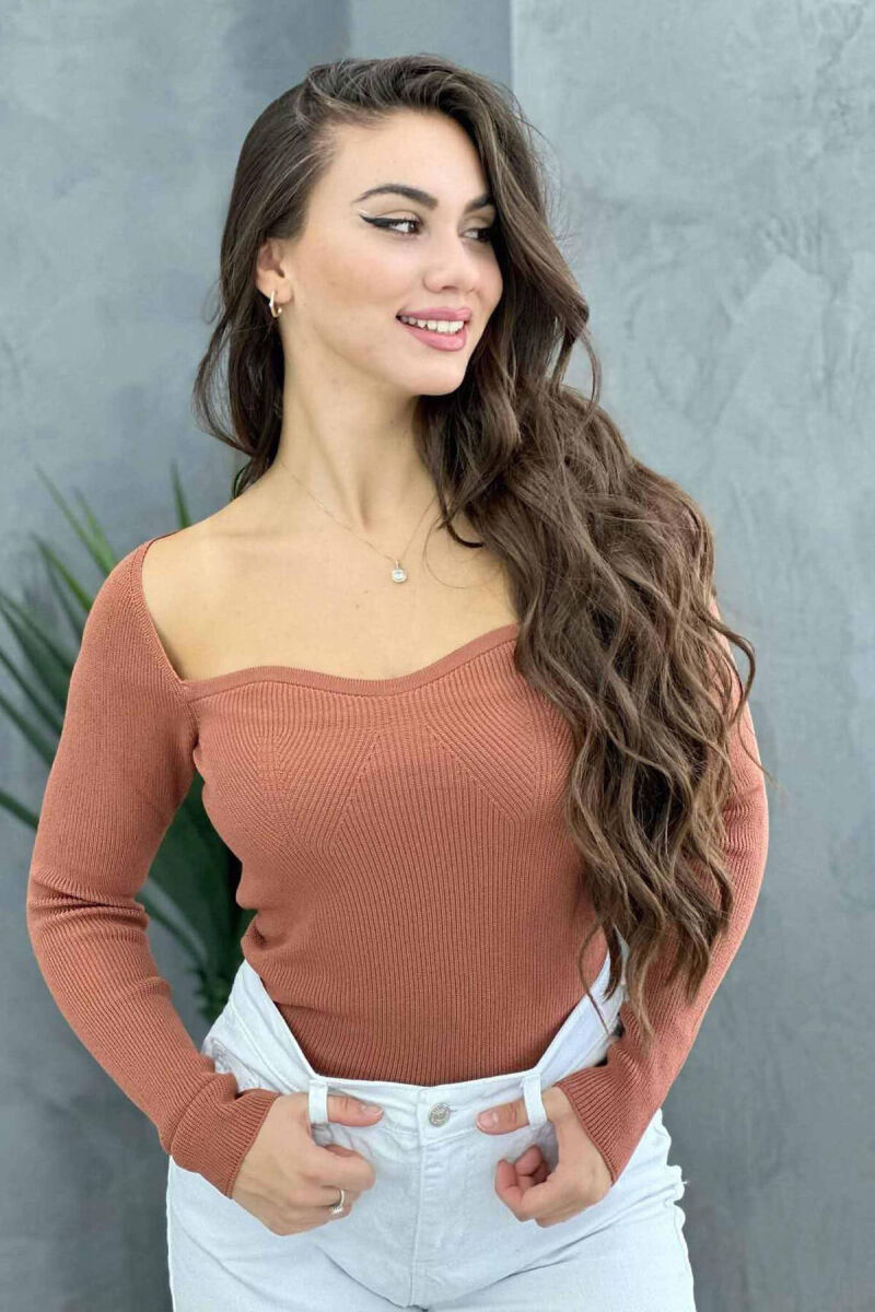 ONE COLOR LONG SLEEVE WOMAN TOP LIGHT BROWN/KAZB - 2