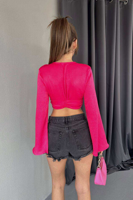 ONE COLOR LONG SLEEVE WOMEN CROP FUCHSIA/CIKLAMI - 4