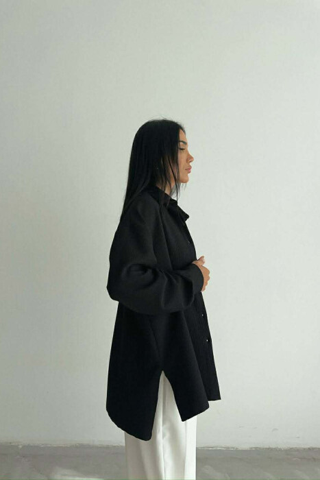 ONE COLOR LONG SLEEVE WOMEN SHIRT BLACK/ E ZEZE - 3