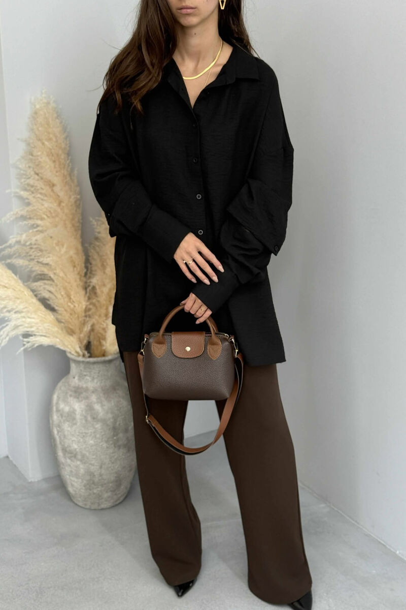 ONE COLOR LONG SLEEVE WOMEN SHIRT BLACK/ E ZEZE - 3