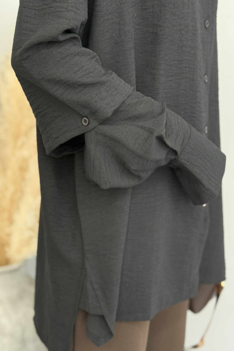 ONE COLOR LONG SLEEVE WOMEN SHIRT BLACK/ E ZEZE - 4