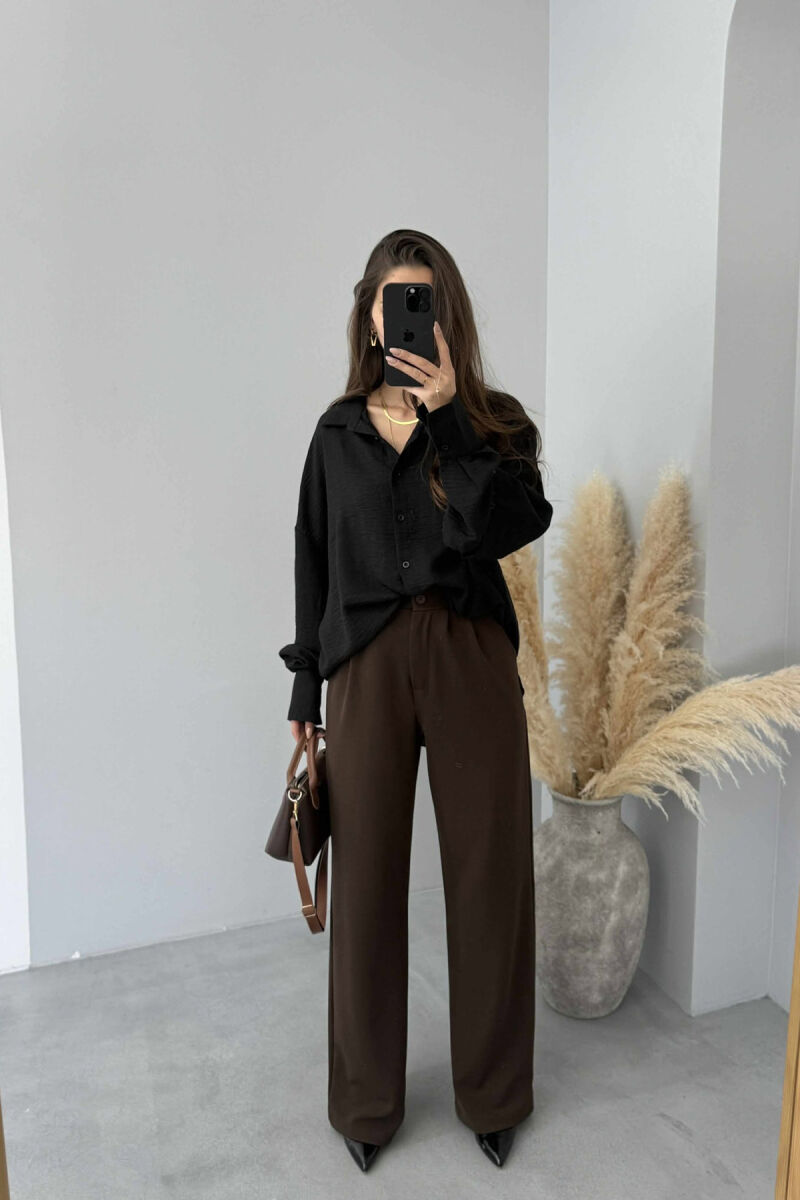 ONE COLOR LONG SLEEVE WOMEN SHIRT BLACK/ E ZEZE - 8