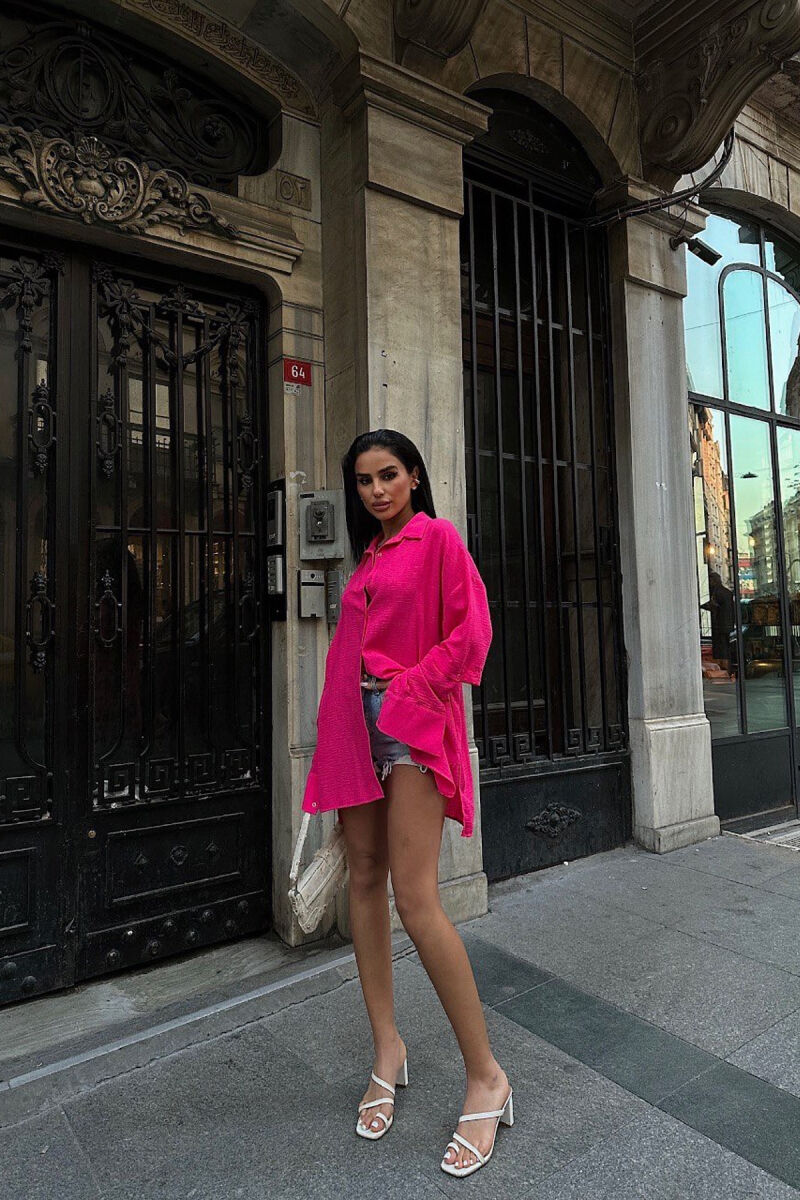 ONE COLOR LONG SLEEVE WOMEN SHIRT FUCHSIA/CIKLAMI - 2