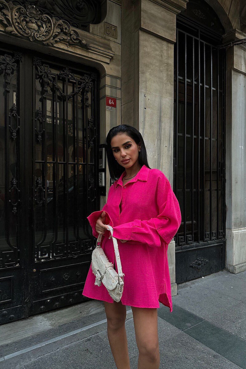 ONE COLOR LONG SLEEVE WOMEN SHIRT FUCHSIA/CIKLAMI - 8