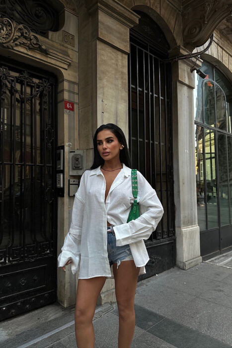ONE COLOR LONG SLEEVE WOMEN SHIRT WHITE-E BARDHE 