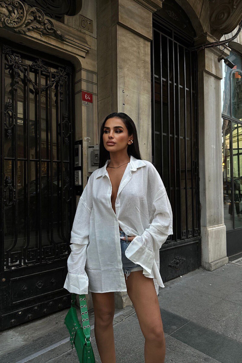 ONE COLOR LONG SLEEVE WOMEN SHIRT WHITE-E BARDHE - 3