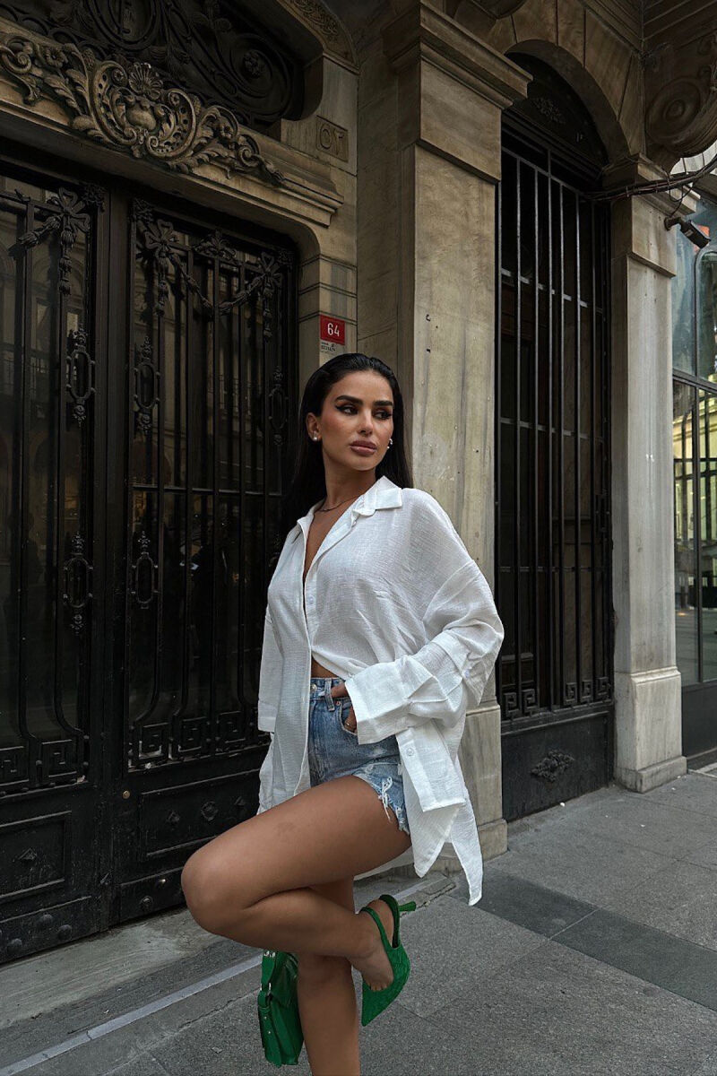 ONE COLOR LONG SLEEVE WOMEN SHIRT WHITE-E BARDHE - 5