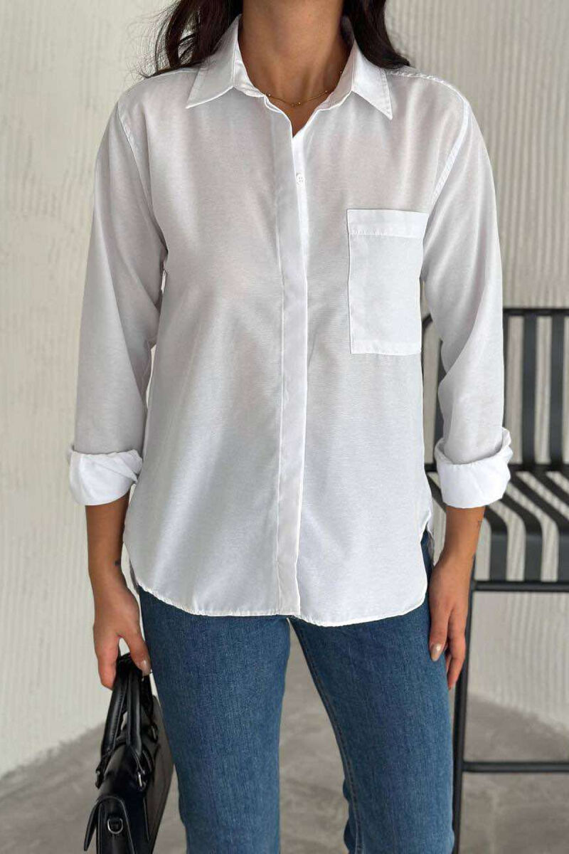 ONE COLOR LONG SLEEVE WOMEN SHIRT WHITE-E BARDHE - 1