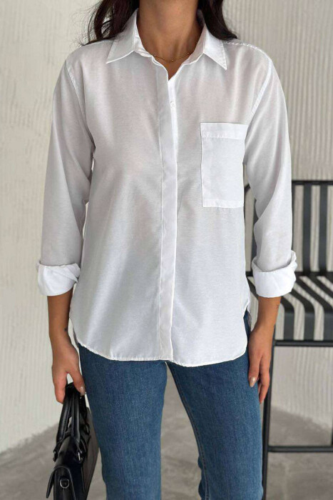 ONE COLOR LONG SLEEVE WOMEN SHIRT WHITE-E BARDHE - 3