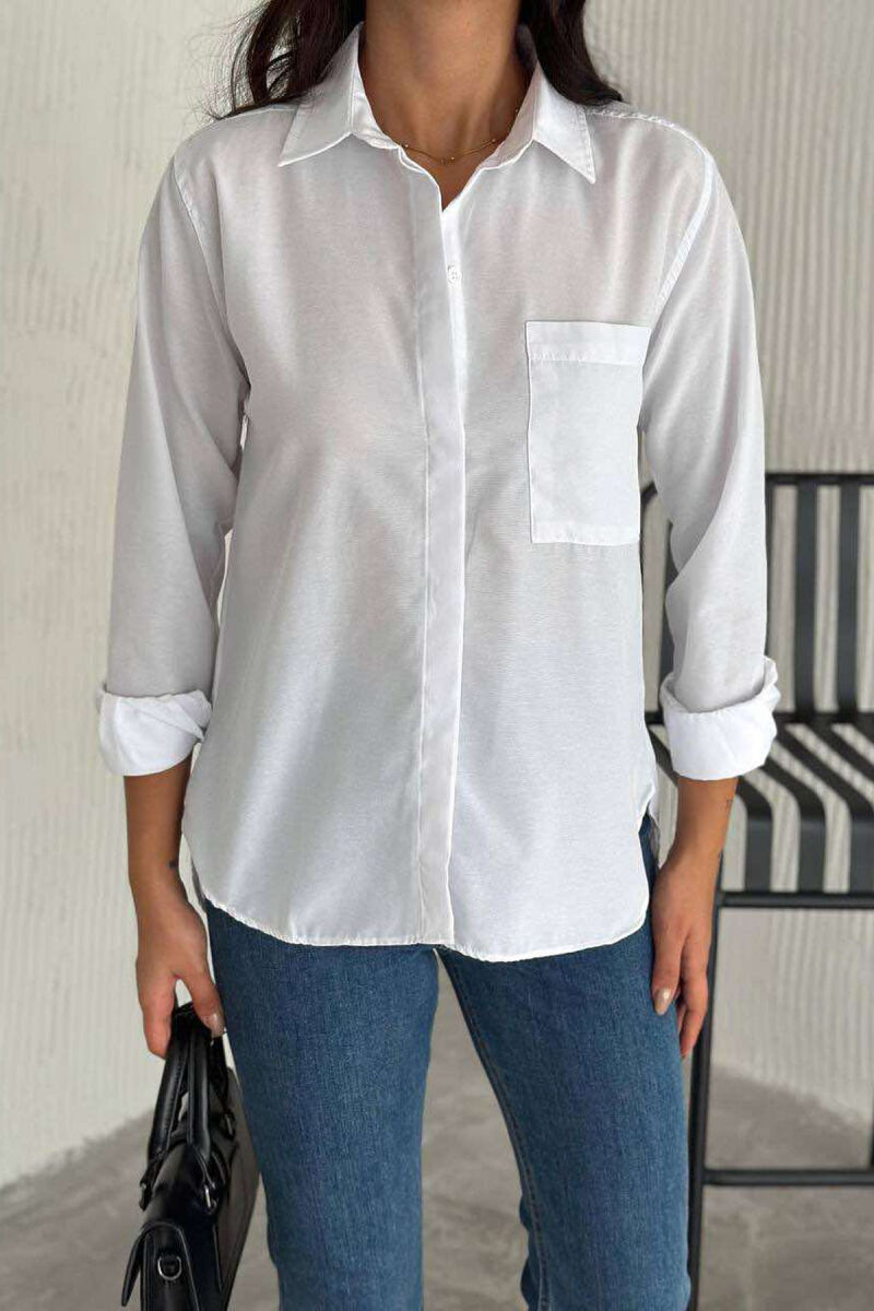 ONE COLOR LONG SLEEVE WOMEN SHIRT WHITE-E BARDHE - 2