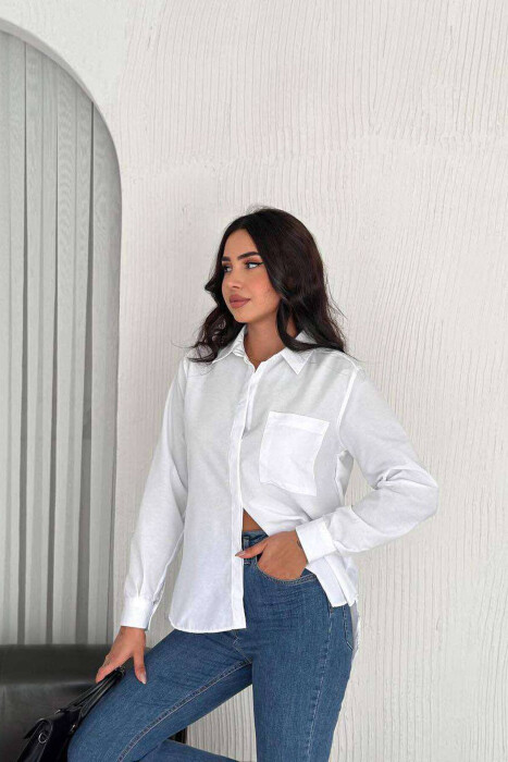 ONE COLOR LONG SLEEVE WOMEN SHIRT WHITE-E BARDHE - 5