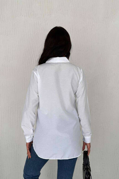 ONE COLOR LONG SLEEVE WOMEN SHIRT WHITE-E BARDHE - 7