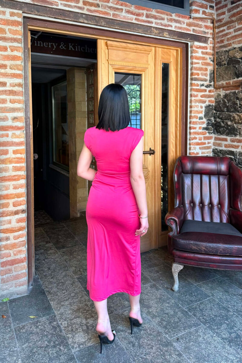 ONE COLOR LONG SLEEVELESS WOMEN DRESS FUCHSIA/CIKLAMI - 8