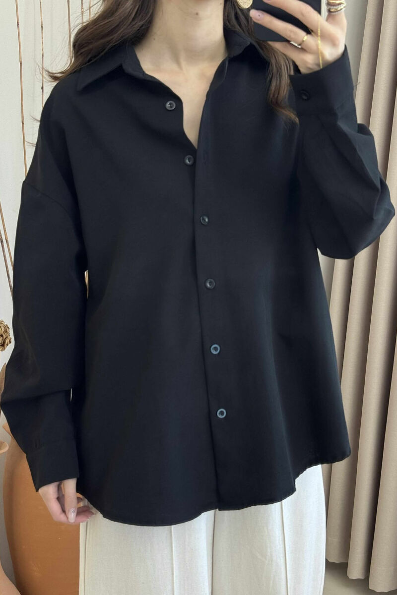 ONE COLOR LONG SLEEVES WOMEN SHIRT BLACK/ E ZEZE - 2