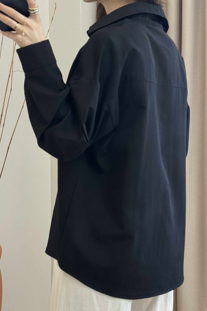 ONE COLOR LONG SLEEVES WOMEN SHIRT BLACK/ E ZEZE - 3