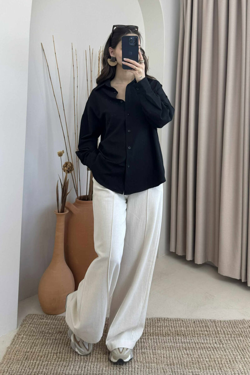 ONE COLOR LONG SLEEVES WOMEN SHIRT BLACK/ E ZEZE - 4