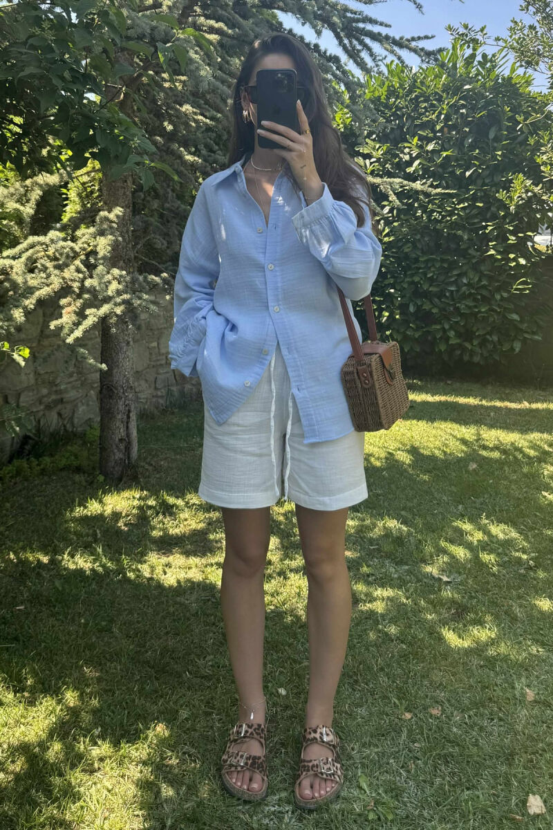 ONE COLOR LONG SLEEVES WOMEN SHIRT LIGHTBLUE/BZ - 2