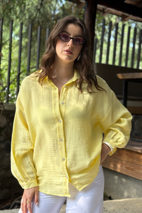 ONE COLOR LONG SLEEVES WOMEN SHIRT YELLOW/E VERDHE 