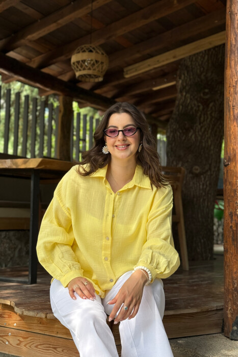 ONE COLOR LONG SLEEVES WOMEN SHIRT YELLOW/E VERDHE - 2