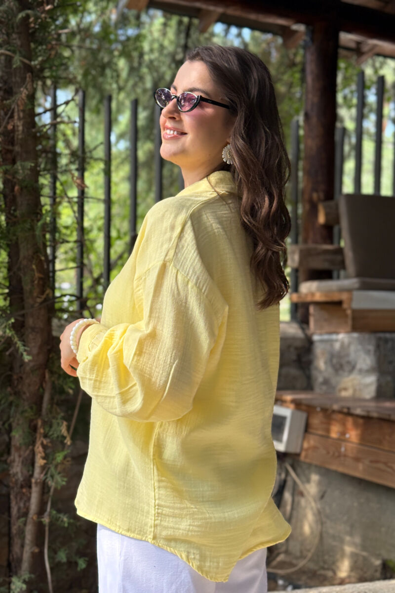 ONE COLOR LONG SLEEVES WOMEN SHIRT YELLOW/E VERDHE - 3