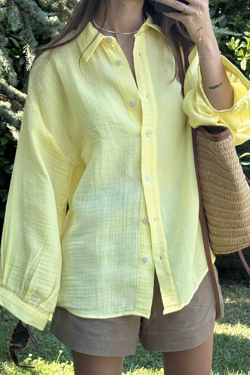 ONE COLOR LONG SLEEVES WOMEN SHIRT YELLOW/E VERDHE - 4